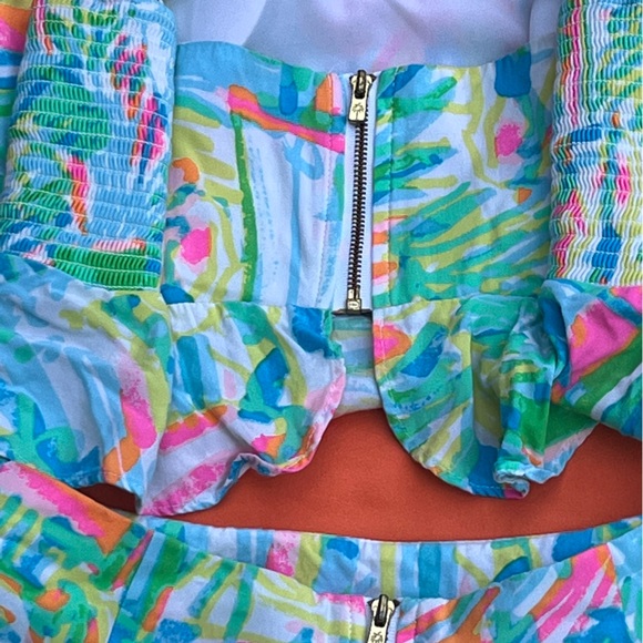 Lilly Pulitzer Linnea Salt and Sea Multicolored Crop Top and Short Set Size 0 - Picture 10 of 16